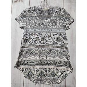 World Unity Shirt Womens Small Multicolor Floral Rhinestone Tunic Top Boho